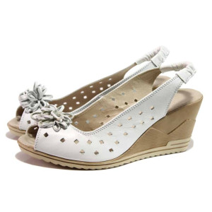 Бели дамски сандали, естествена кожа - елегантни обувки за пролетта и лятото N 100015896