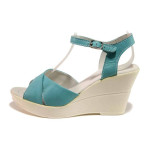 Сини дамски сандали, естествена кожа - елегантни обувки за пролетта и лятото N 100015897