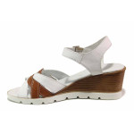 Бели анатомични дамски сандали, естествена кожа - елегантни обувки за пролетта и лятото N 100015898