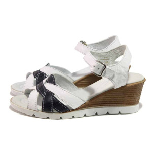 Бели анатомични дамски сандали, естествена кожа - елегантни обувки за пролетта и лятото N 100015899