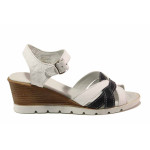Бели анатомични дамски сандали, естествена кожа - елегантни обувки за пролетта и лятото N 100015899
