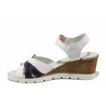Бели анатомични дамски сандали, естествена кожа - елегантни обувки за пролетта и лятото N 100015899