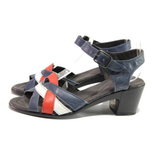 Тъмносини дамски сандали, естествена кожа - ежедневни обувки за пролетта и лятото N 100015879