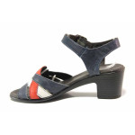 Тъмносини дамски сандали, естествена кожа - ежедневни обувки за пролетта и лятото N 100015879