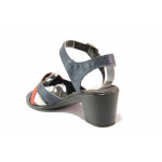 Тъмносини дамски сандали, естествена кожа - ежедневни обувки за пролетта и лятото N 100015879