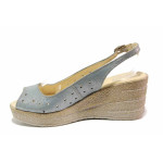 Светлосини анатомични дамски сандали, естествена кожа - ежедневни обувки за пролетта и лятото N 100015872