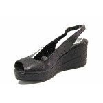 Черни дамски сандали, естествена кожа - ежедневни обувки за пролетта и лятото N 100015871