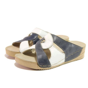 Бели дамски чехли, естествена кожа - ежедневни обувки за пролетта и лятото N 100015870