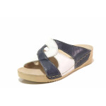 Бели дамски чехли, естествена кожа - ежедневни обувки за пролетта и лятото N 100015870