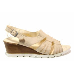 Бежови анатомични дамски сандали, естествена кожа - елегантни обувки за пролетта и лятото N 100015900