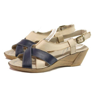 Бежови анатомични дамски сандали, естествена кожа - ежедневни обувки за пролетта и лятото N 100015859