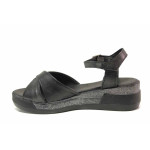 Черни анатомични дамски сандали, естествена кожа - ежедневни обувки за пролетта и лятото N 100015852