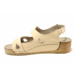 Бежови анатомични дамски сандали, естествена кожа - ежедневни обувки за пролетта и лятото N 100015855