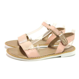 Розови дамски сандали, естествена кожа - ежедневни обувки за пролетта и лятото N 100015853