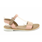 Розови дамски сандали, естествена кожа - ежедневни обувки за пролетта и лятото N 100015853