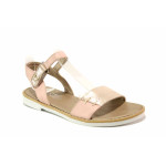 Розови дамски сандали, естествена кожа - ежедневни обувки за пролетта и лятото N 100015853