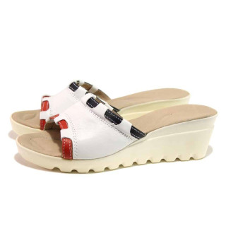 Бели дамски чехли, естествена кожа - ежедневни обувки за пролетта и лятото N 100015840