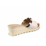 Бели дамски чехли, естествена кожа - ежедневни обувки за пролетта и лятото N 100015840