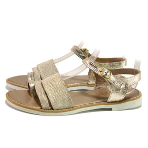 Жълти дамски сандали, естествена кожа - ежедневни обувки за пролетта и лятото N 100015845