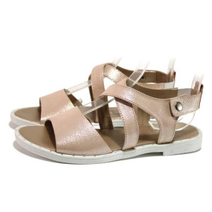 анатомични розови дамски сандали, естествена кожа - ежедневни обувки за пролетта и лятото N 100015841