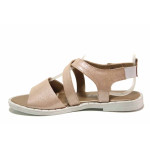 анатомични розови дамски сандали, естествена кожа - ежедневни обувки за пролетта и лятото N 100015841