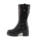 Черни дамски ботуши, естествена кожа - всекидневни обувки за есента и зимата N 100015883