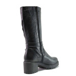 Черни дамски ботуши, естествена кожа - всекидневни обувки за есента и зимата N 100015883
