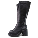 Черни дамски ботуши, естествена кожа - всекидневни обувки за есента и зимата N 100015888