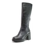 Черни дамски ботуши, естествена кожа - всекидневни обувки за есента и зимата N 100015888