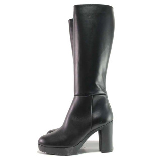 Черни дамски ботуши, естествена кожа - елегантни обувки за есента и зимата N 100015887
