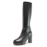 Черни дамски ботуши, естествена кожа - елегантни обувки за есента и зимата N 100015887