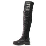 Черни дамски ботуши, естествена кожа - всекидневни обувки за есента и зимата N 100015890