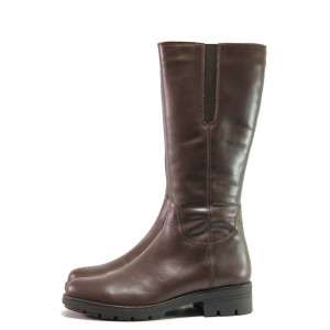 Кафяви дамски ботуши, естествена кожа - ежедневни обувки за есента и зимата N 100016209