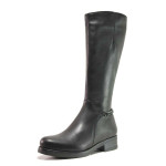 Черни дамски ботуши, естествена кожа - ежедневни обувки за есента и зимата N 100016211