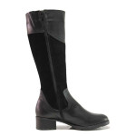 Черни дамски ботуши, естествена кожа и естествена велурена кожа - ежедневни обувки за есента и зимата N 100016315