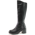 Черни дамски ботуши, естествена кожа - всекидневни обувки за есента и зимата N 100016214