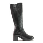 Черни дамски ботуши, естествена кожа - всекидневни обувки за есента и зимата N 100016214