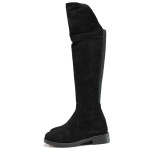 Черни анатомични дамски ботуши, естествен велур - всекидневни обувки за есента и зимата N 100016316