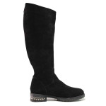 Черни дамски ботуши, естествен велур - ежедневни обувки за есента и зимата N 100016319