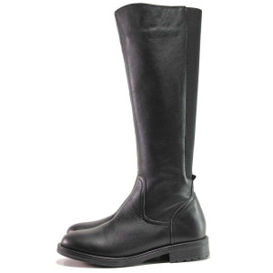 Черни дамски ботуши, естествена кожа - всекидневни обувки за есента и зимата N 100016320