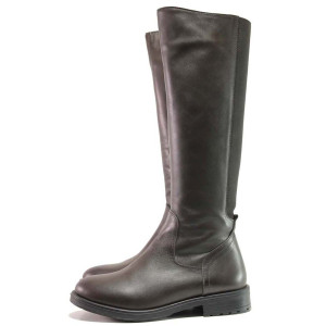 Кафяви дамски ботуши, естествена кожа - ежедневни обувки за есента и зимата N 100016321