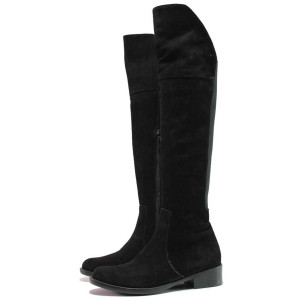 Черни анатомични дамски ботуши, естествена кожа - всекидневни обувки за есента и зимата N 100016322