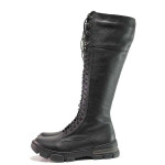 Черни дамски ботуши, естествена кожа - всекидневни обувки за есента и зимата N 100016323