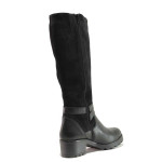 Черни дамски ботуши, естествена кожа и естествена велурена кожа - ежедневни обувки за есента и зимата N 100016324