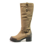 Бежови дамски ботуши, естествена кожа - всекидневни обувки за есента и зимата N 100016325