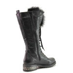 Черни дамски ботуши, естествена кожа - всекидневни обувки за есента и зимата N 100016326