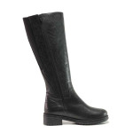 Черни дамски ботуши, естествена кожа - ежедневни обувки за есента и зимата N 100016328