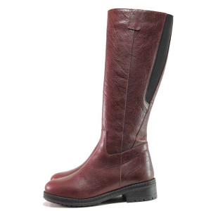 Винени дамски ботуши, естествена кожа - ежедневни обувки за есента и зимата N 100016329