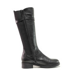 Черни дамски ботуши, естествена кожа - всекидневни обувки за есента и зимата N 100016334