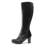 Черни дамски ботуши, естествена кожа и естествена велурена кожа - официални обувки за есента и зимата N 100016335